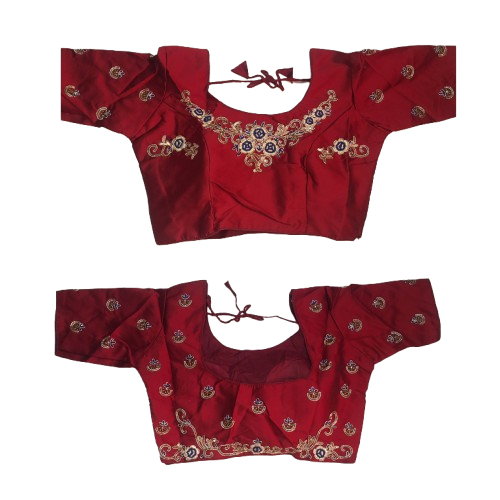 Raw Silk Maroon Designer Blouse 154